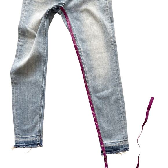 Vervet Skinny Jeans Women's Sz 27 Blue Raw hem High Rise Bodycon distressed - Picture 7 of 10